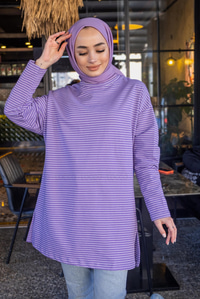 Uygun Fiyatlı CIZGILI TUNIK  MOR | Loccomoda.com 