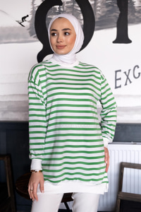 Uygun Fiyatlı CIZGILI TUNIK YESIL | Loccomoda.com 