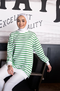 Uygun Fiyatlı CIZGILI TUNIK YESIL | Loccomoda.com 