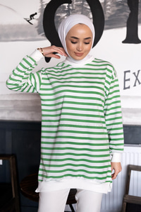 Uygun Fiyatlı CIZGILI TUNIK YESIL | Loccomoda.com 