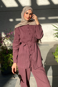 Clandestina Düğme Detaylı Takım Bordo