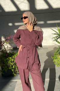 Clandestina Düğme Detaylı Takım Bordo