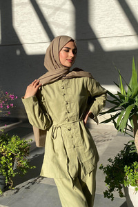 Clandestina Düğme Detaylı Takım  Fıstık Yeşil