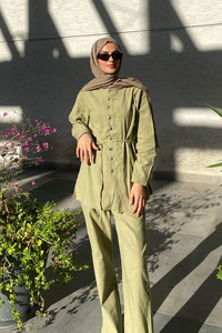 Clandestina Düğme Detaylı Takım Fıstık Yeşil