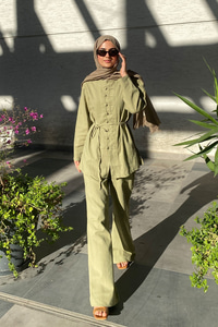 Clandestina Düğme Detaylı Takım Fıstık Yeşil