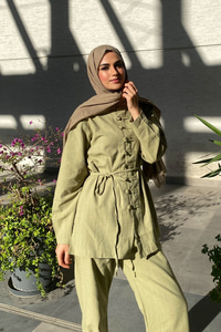 Clandestina Düğme Detaylı Takım Fıstık Yeşil