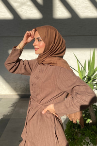 Clandestina Düğme Detaylı Takım Kahverengi