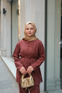 Clandestina Düğme Detaylı Takım Kiremit