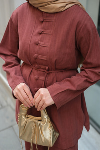 Clandestina Düğme Detaylı Takım Kiremit