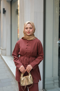 Clandestina Düğme Detaylı Takım Kiremit