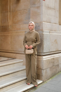 Clandestina Düğme Detaylı Takım Küf Yeşil