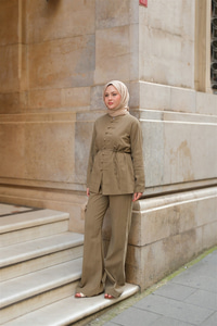 Clandestina Düğme Detaylı Takım Küf Yeşil