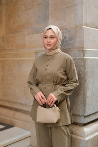 Clandestina Düğme Detaylı Takım Küf Yeşil