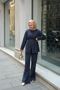 Clandestina Düğme Detaylı Takım Lacivert