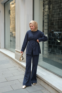 Clandestina Düğme Detaylı Takım Lacivert