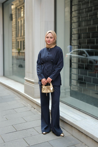 Clandestina Düğme Detaylı Takım Lacivert