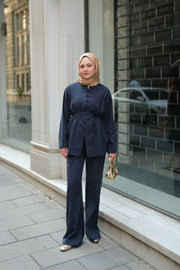 Clandestina Düğme Detaylı Takım Lacivert