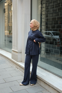 Clandestina Düğme Detaylı Takım Lacivert