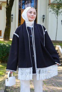 Çoban Dikişli Kaşe Ceket Siyah