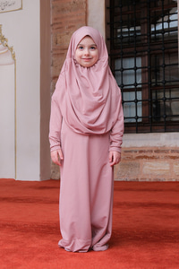 Çocuk Namaz Elbisesi Gül Kurusu