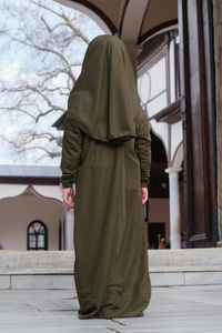 Çocuk Namaz Elbisesi Haki Yeşil