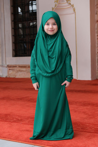 Çocuk Namaz Elbisesi Zümrüt Yeşil