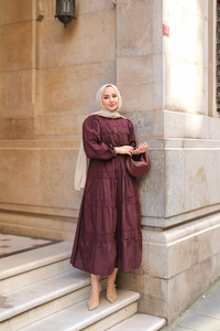 Cyrus Güpürlü Dantelli Elbise Bordo