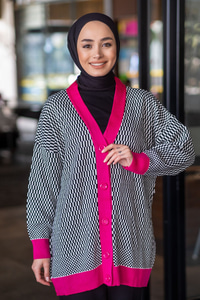 Uygun Fiyatlı DAMA DESENLI HIRKA SIYAH | Loccomoda.com 