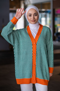 Uygun Fiyatlı DAMA DESENLI HIRKA YESIL | Loccomoda.com 