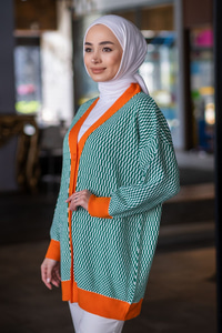 Uygun Fiyatlı DAMA DESENLI HIRKA YESIL | Loccomoda.com 