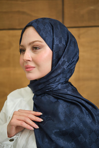Dama Monogram Şal Lacivert