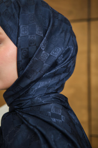 Dama Monogram Şal Lacivert