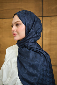 Dama Monogram Şal Lacivert