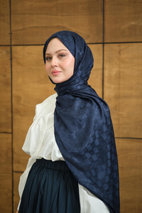 Dama Monogram Şal Lacivert