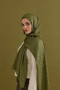 Dama Monogram Şal yeşil elma