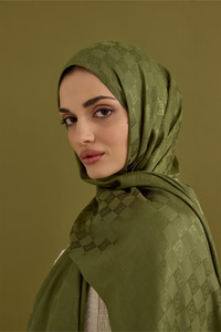 Dama Monogram Şal yeşil elma