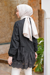 Dantel Detay Gömlek Siyah