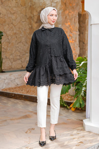 Dantel Detay Gömlek Siyah