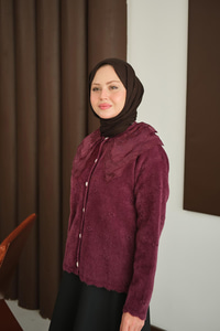 Dantel Yaka Püsküllü Hırka Bordo