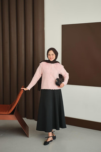 Dantel Yaka Püsküllü Hırka Pembe