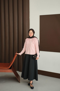 Dantel Yaka Püsküllü Hırka Pembe