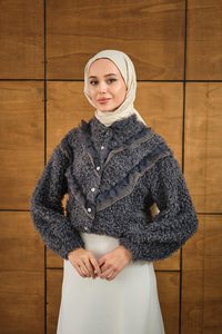 Dantelli V Kat Hırka Antrasit