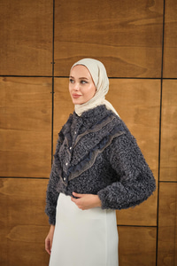 Dantelli V Kat Hırka Antrasit