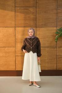 Dantelli V Kat Hırka Kahverengi