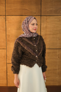 Dantelli V Kat Hırka Kahverengi