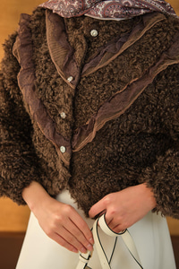 Dantelli V Kat Hırka Kahverengi