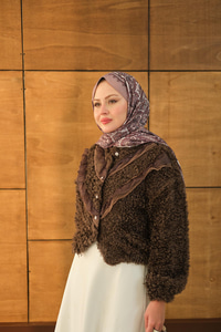 Dantelli V Kat Hırka Kahverengi