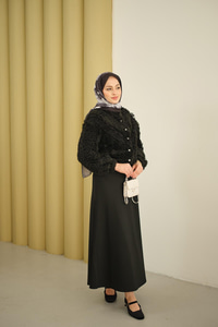 Dantelli V Kat Hırka Siyah