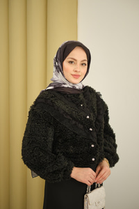 Dantelli V Kat Hırka Siyah