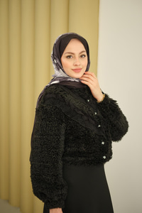 Dantelli V Kat Hırka Siyah